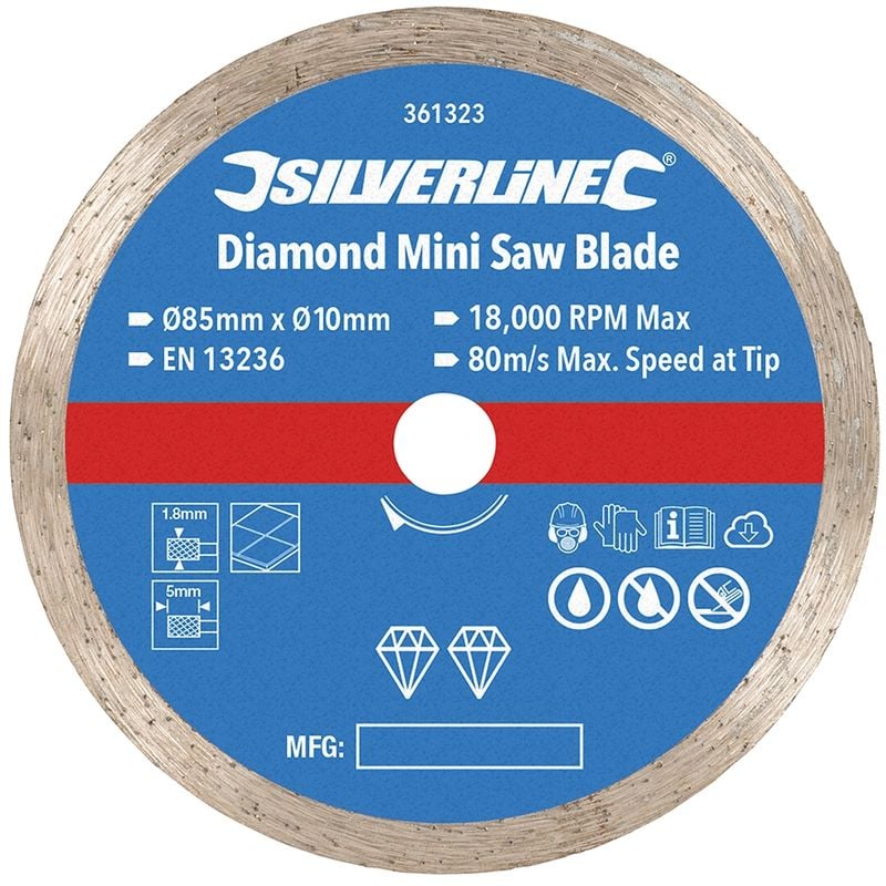 Silverline - disque diamant pour mini-scie ø 85 mm - alésage 10 mm 361323