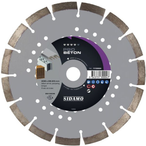 Disques diamants jante segmentée matériaux de construction Pro Béton diamètre 125 mm, épaisseur 2 mm, alésage 22,2 mm
