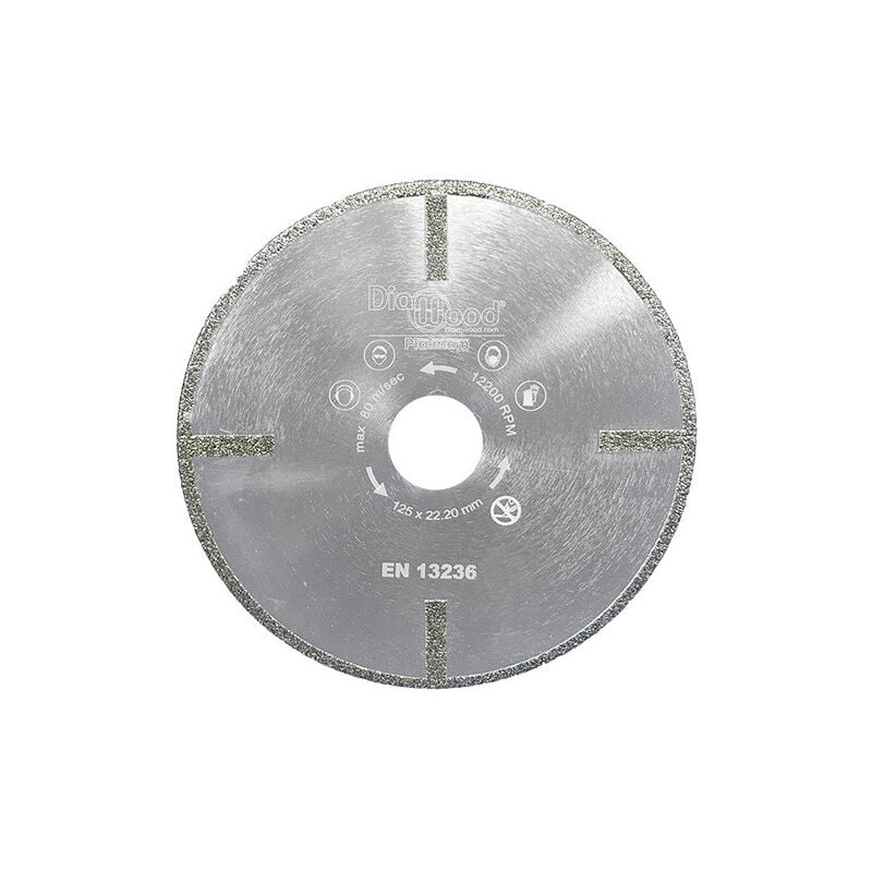 Disque Diamant Pro sub-zero avec Jante Continue - d. 125 mm - Alésage 22,23 mm - Hauteur 5 mm - Épaisseur 2 mm - Polyvalent pour Verre, Marbre et