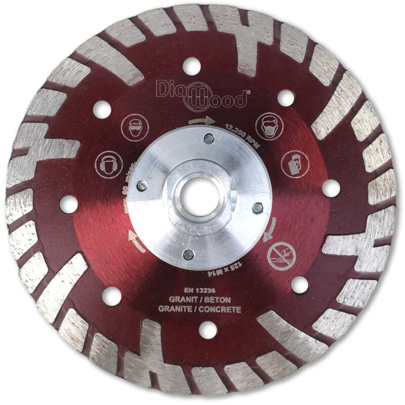 Diamwood Disque Diamant Turbo Cannelé avec Hot Press Technology - 125 mm - 125 mm, 2,2 mm, 10 mm - D.125 mm - hpt - Idéal pour tuiles, granite, béton