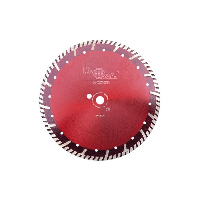 Disque Diamant Pro ultra sonic d. 300 mm - 20 mm Alésage - 10 mm Hauteur - 2,8 mm Épaisseur - Turbo Cannelé - Parfait pour Tuile, Granit, Béton Armé