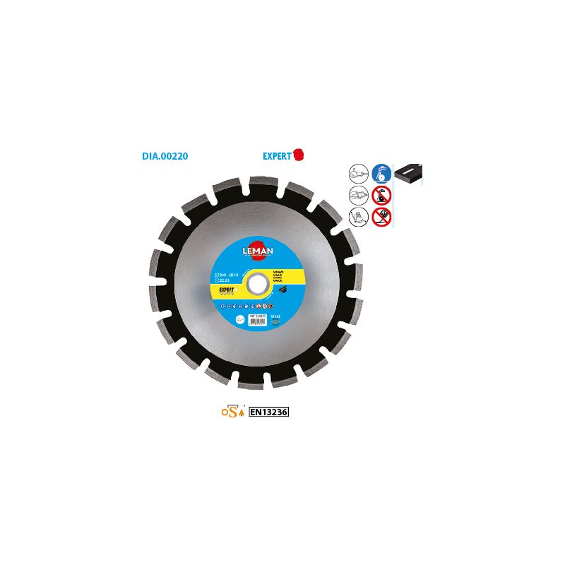 Leman - Disque diamant asphalte Expert ø 230 Alésage 22,23 Ep. 2,6mm