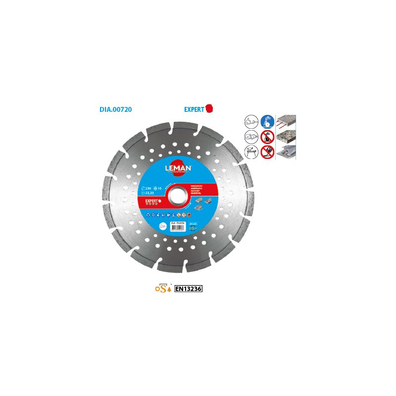 Leman - Disque diamant béton armé Acier Expert ø 115 Alésage 22,23 Ep. 2,4mm