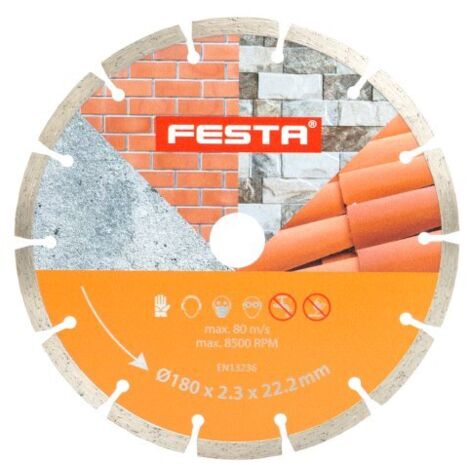 Disque diamant segmenté pour béton, brique, pierre 180x2,4x22.2mm - Usage professionnel
