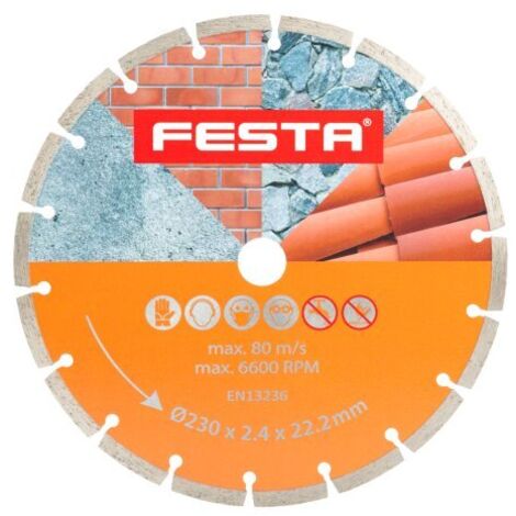 Disque diamant segmenté pour béton, brique, pierre 230x2,6x22.2mm - Usage professionnel