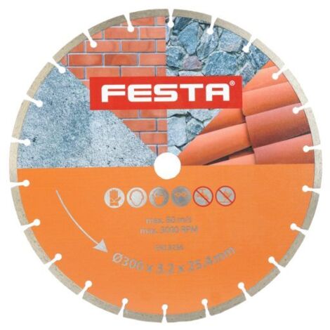 Disque diamant segmenté pour béton, brique, pierre 300x3,5x25,4mm - Usage professionnel