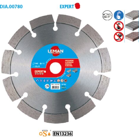 DISQUE DIAMANT SEGMENTS A RAINURER 140X22.23 HT 12