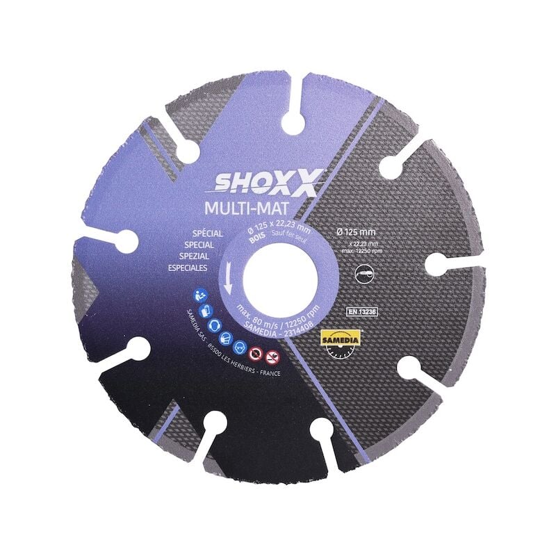 Disque diamant shoxx bois multi - ø 125 mm - ø alésage 22.2 mm Samedia