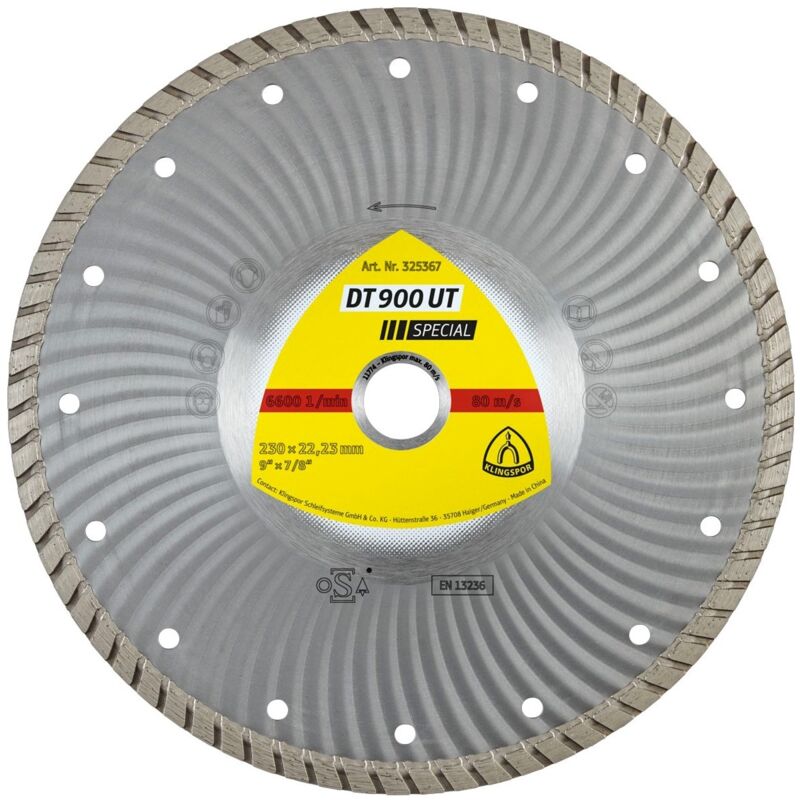 Klingspor - Disque diamanté Ø230mm dt 900 ut pour béton 325367