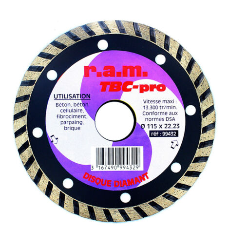 Disque diamant TBC-PRO diamètre 115 x 2,2 mm pour tronçonnage - RAM