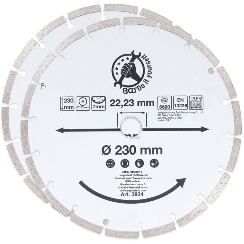 Lot de 2 disques diamant tous materiaux 230 mm