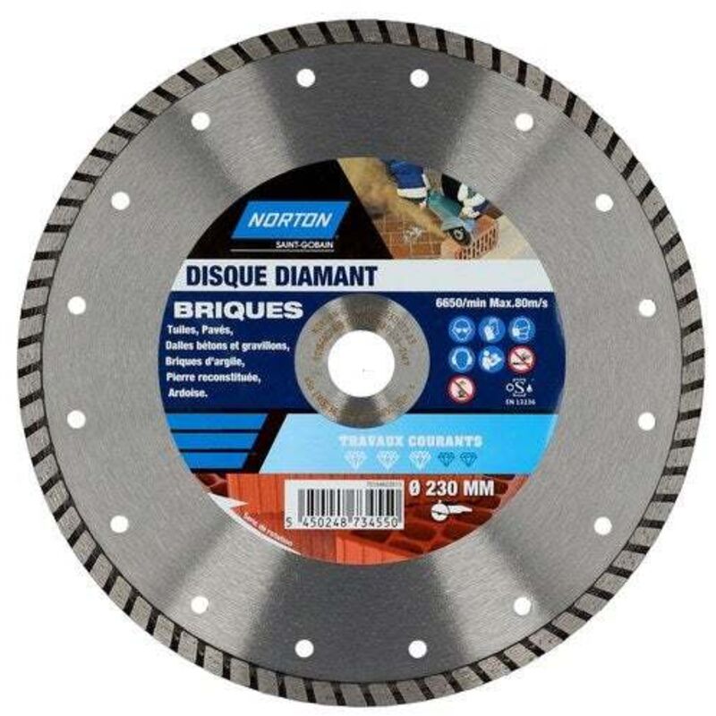 Norton - Disque diamant courant segmenté pour brique Diam.230 mm