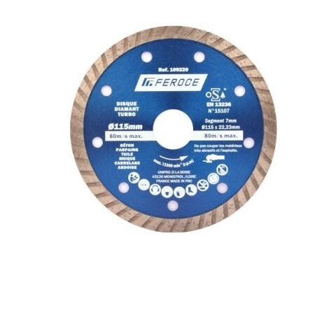Disque Diamant Turbo 115 x 22.2mm FEROCE