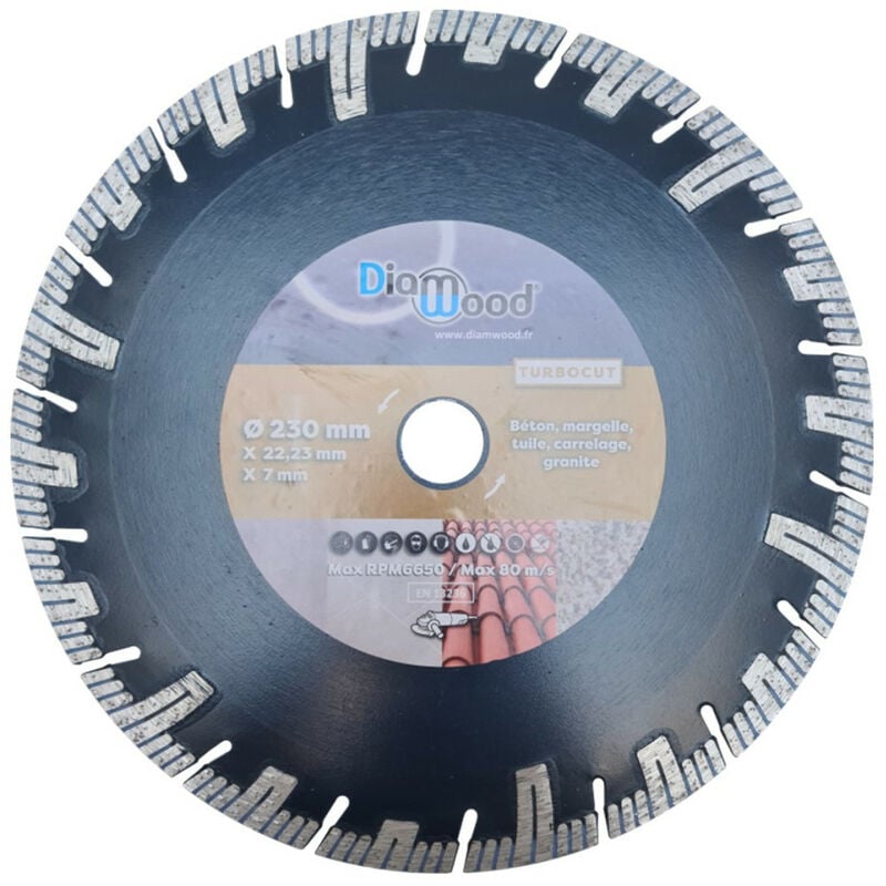 Disque Diamant Segment Turbo pour Carrelage Granite Pierre Margelle Piscine Tuile - Lame Diamantée à Tronçonner turbocut - pour Meuleuse ou Disqueuse