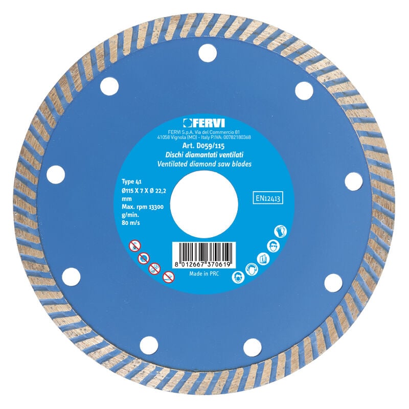 Fervi - Disque diamant turbo 180 mm Turbo diamond disc 180 mm d055/180