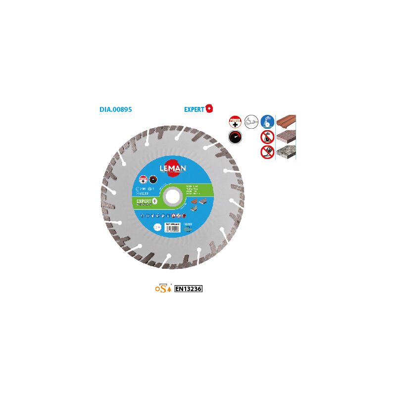 Leman - Disque diamant tuile/pierre Expert + ø 125 Ep. 2,2mm