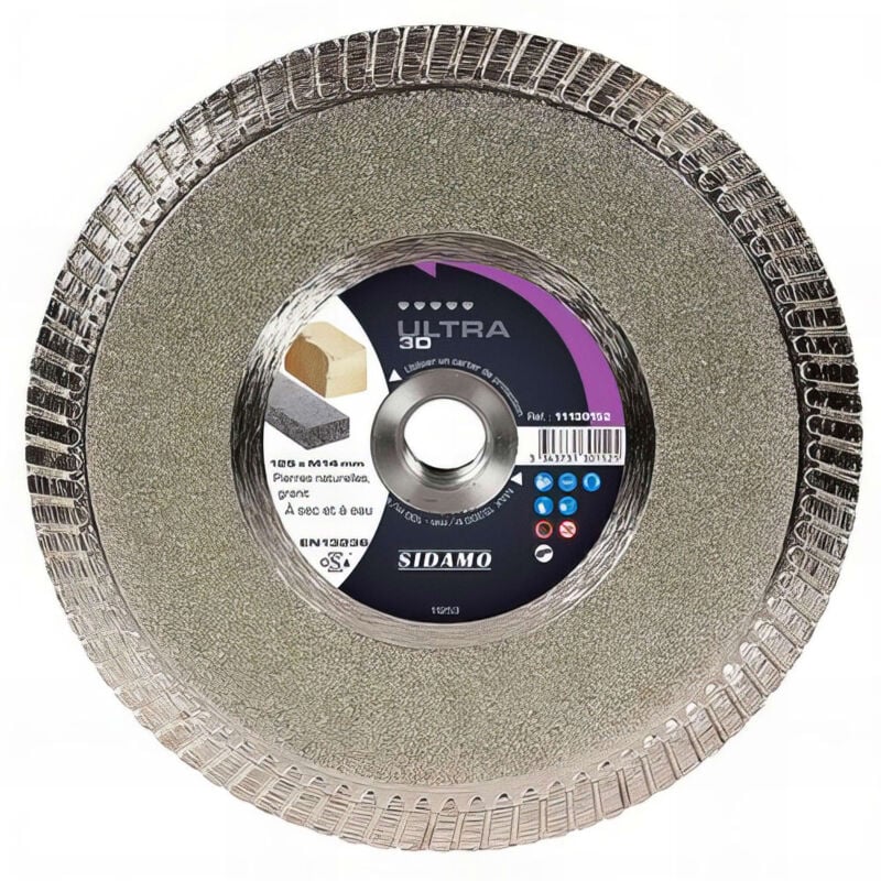 Sidamo - Disque diamant ultra 3D - D.125 x M14 x Ht. 8 mm - Pierre naturelle - Granit