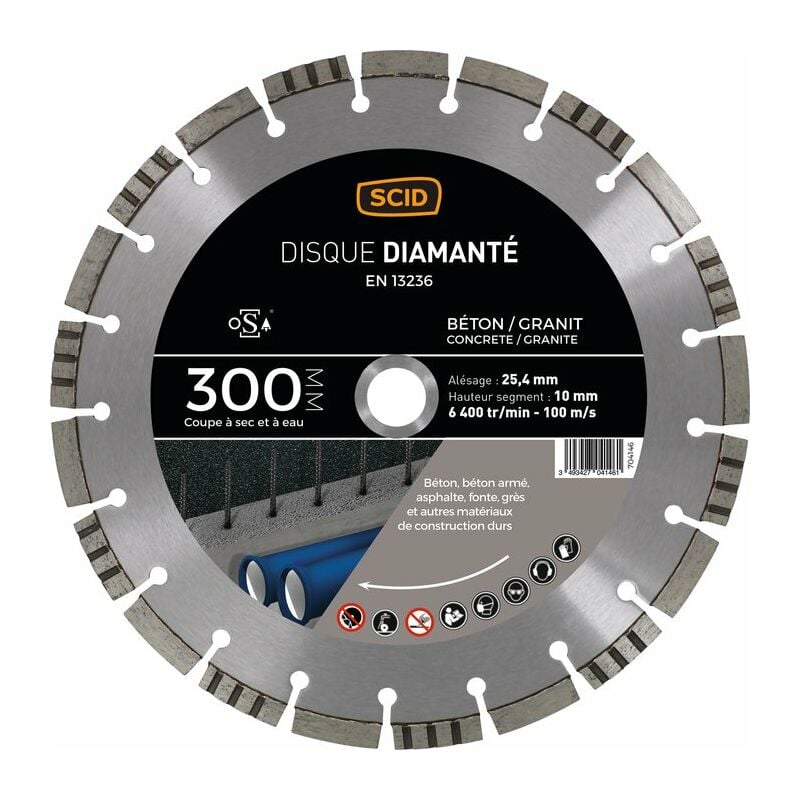 Scid - Disque diamanté béton granit ventilé Diamètre 300 mm