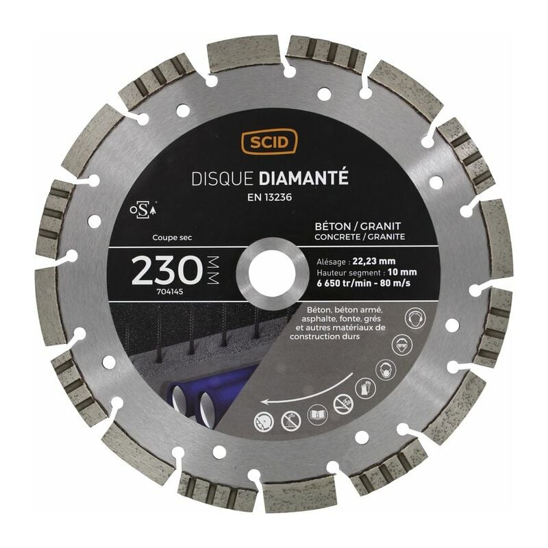 Scid - Disque diamanté béton granit ventilé Diamètre 230 mm