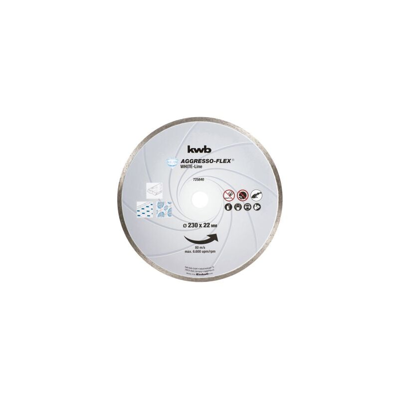 KWB - Disque a' tronconner diamant ligne continue ligne blanche 230x22 mm pour broyeur ide'al pour les carreaux de marbre travertin