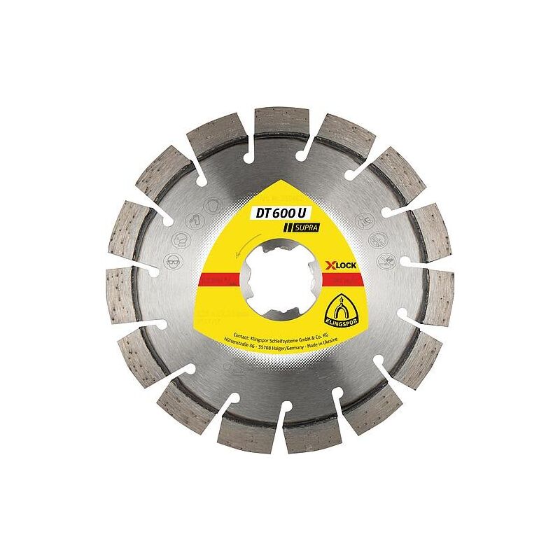 FP - Disque à tronçonner diamant Klingspor dt 600 u supra x-lock 125 x 2,4 x 22,23 mm, 15 segments