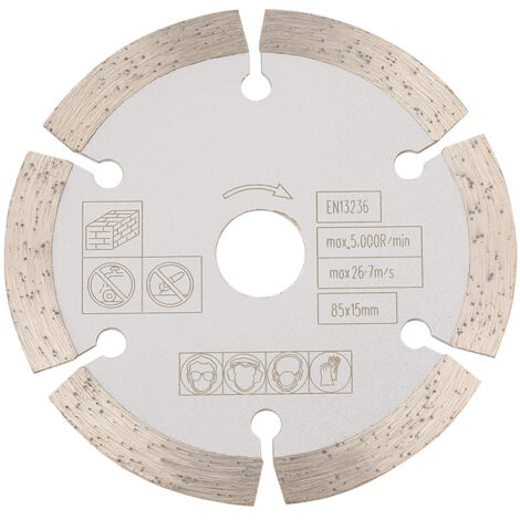 Disque diamanté 85mm pour béton et carrelage, compatible scie circulaire et meuleuse