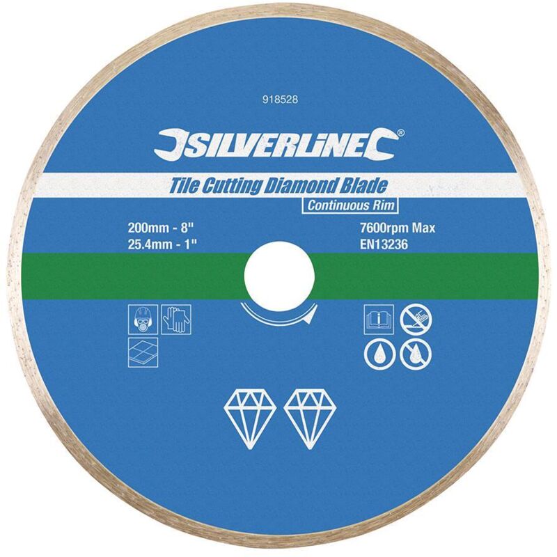 Disque Diamant À Tronçonner Le Carrelage 200 X 25.4 Mm Silverline 918528