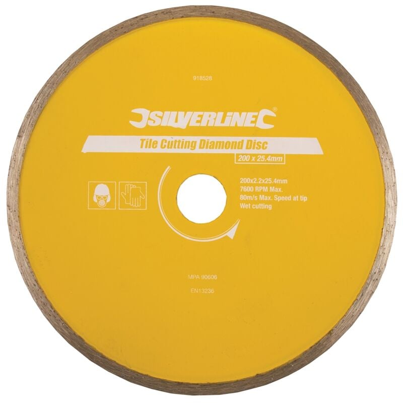 Disque Diamant À Tronçonner Le Carrelage 200 X 25.4 Mm Silverline 918528
