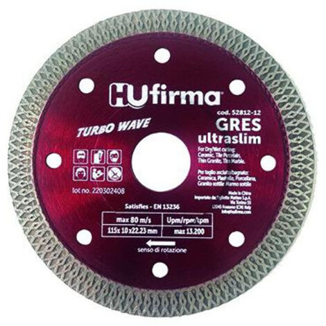 Disque diamanté continu, Hu-Firma gres rouge, diamètre 115 mm