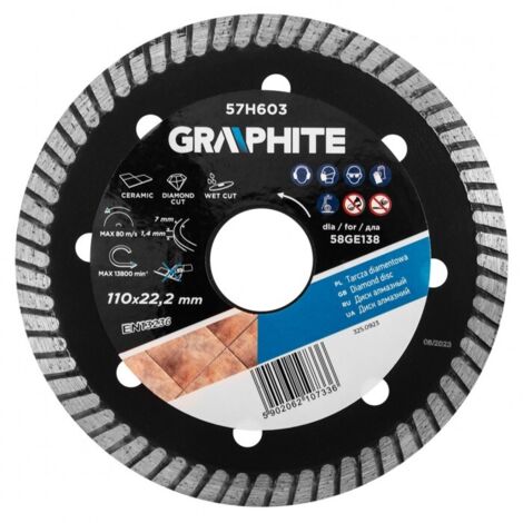 Disque diamanté graphite 110x22,2 mm - pour la découpe de la céramique, du granit et du marbre