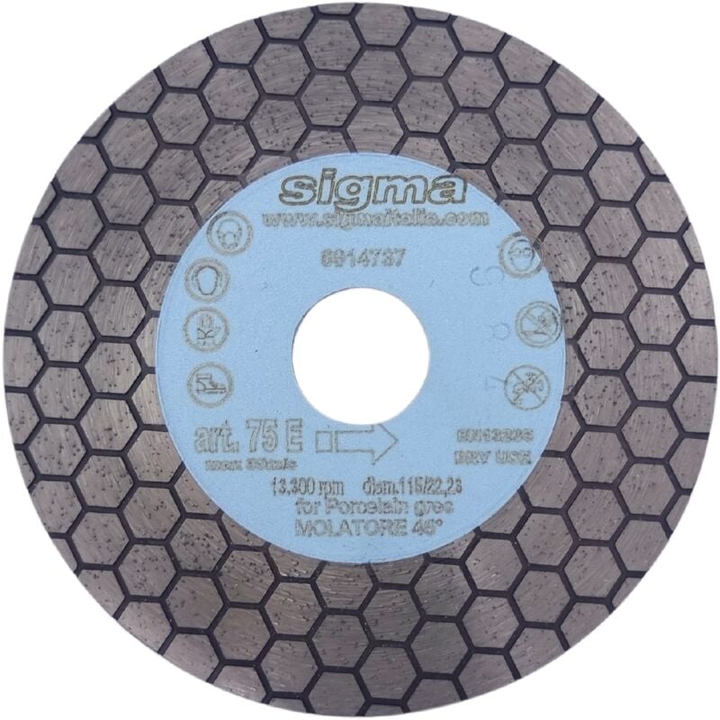 Sigma - Disque diamante longue duree d 115 pour la coupe et le meulage 075e