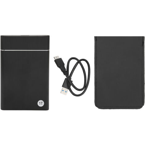 Disque dur externe portable ultra fin 2,5 pouces 1TB, interface USB 3.0 jusqu'à 5 Gbps, pour PC et ordinateur portable, couleur noire.