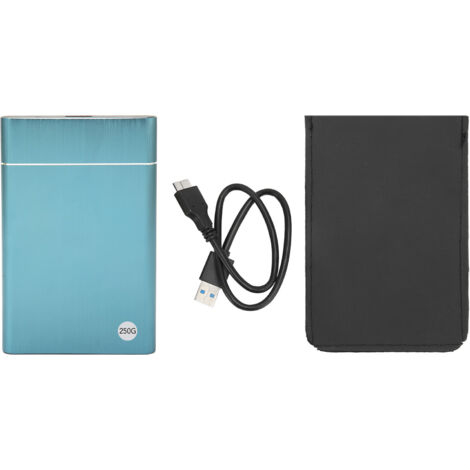 Disque dur externe portable ultra fin 2,5 pouces USB 3.0 5Gbps 250GB Bleu pour PC et ordinateur portable