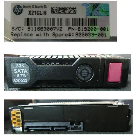 Disque dur HP Enterprise 8 To 6 Go 7200 tr/min 3,5" SATA MDL SC, 820033-001