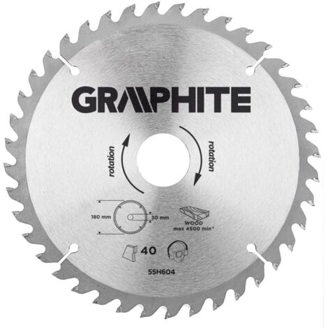 Disque graphite 180x30mm, 40 dents - pour couper le bois et les planches