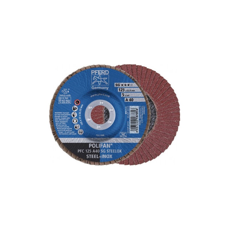 Disque à lamelles POLIFAN A SG STEELOX D. 125 mm granulation A-120 conique INOX (Par 10)