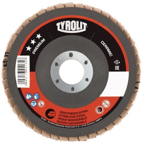Disque lamelle PREMIUM CERAMIC D.125mm K.60 couronnée inox STA CA TYROLIT (Par 10)