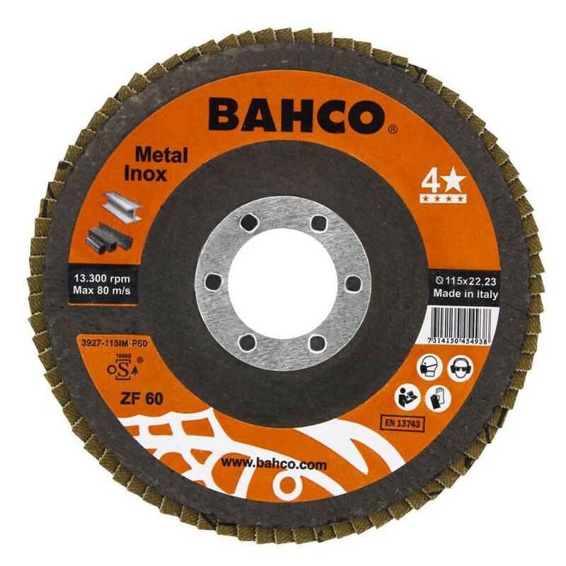 Disque à lamelles Ø125 mm G60 pour l'acier inoxydable et métal (1 pièce) Bahco 3927-125IM-P60