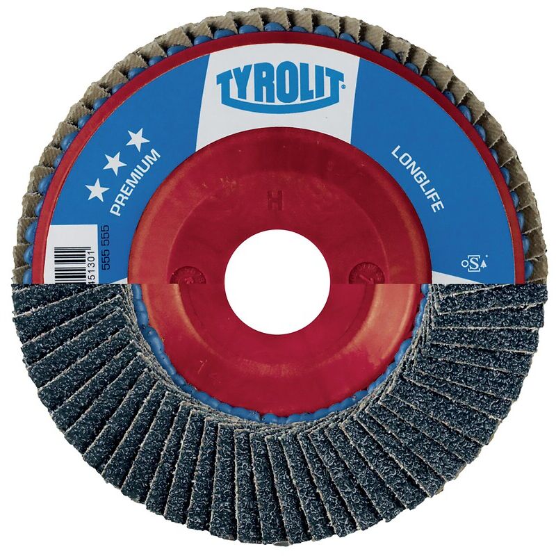 Disque à lamelles Longlife plat diamètre 125 mm grain 80 alésage 22,2 mm - TYROLIT