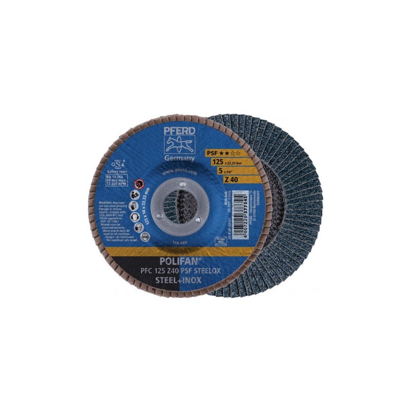 FP - Disque à lamelles polifan z psf steelox d. 125 mm granulation Z-60 conique inox (Par 10)