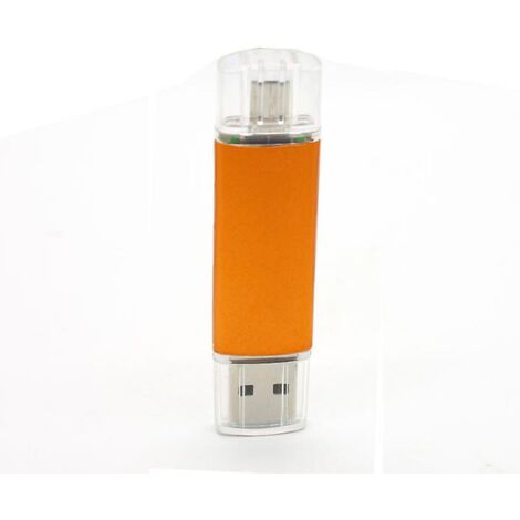 Disque OTG haute vitesse Orange 16 Go pour ordinateurs et téléphones mobiles à double usage