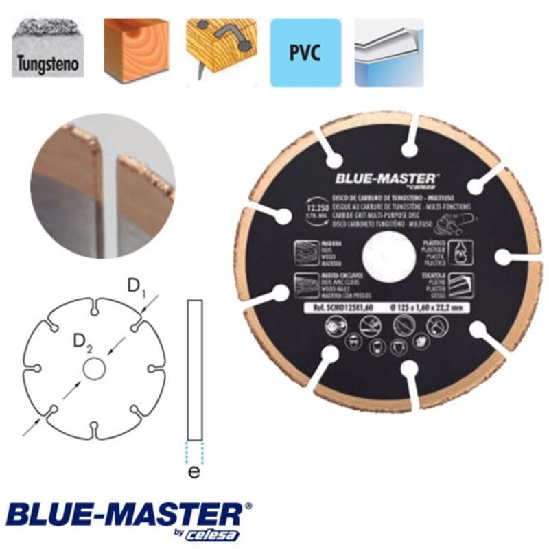 Disque polyvalent radial en carbure de tungstène Blue Master 115x1,6x22