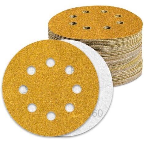 Disque Poncage 125mm Grain 60 Papier Poncer 100pcs Disques Abrasif pour Ponceuse Excentrique Papier de Verre