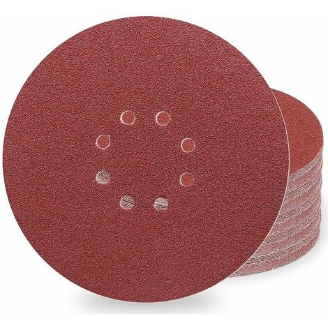 Disque Poncage 225 mm, Disque Abrasif 225mm 8 trous 50pcs Disques de ponçage 225mm Grain 10X P40/60/80/120/240 Disques abrasifs auto-agrippants pour ponceuses à long cou, Ponceuses à plâtre,T-Audace