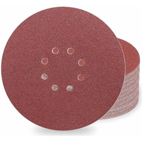 Disque Poncage 225 mm, Disque Abrasif 225mm 8 trous 50pcs Disques de ponçage 225mm Grain 10X P40/60/80/120/240 Disques abrasifs auto-agrippants pour ponceuses à long cou, Ponceuses à plâtre,T-Audace