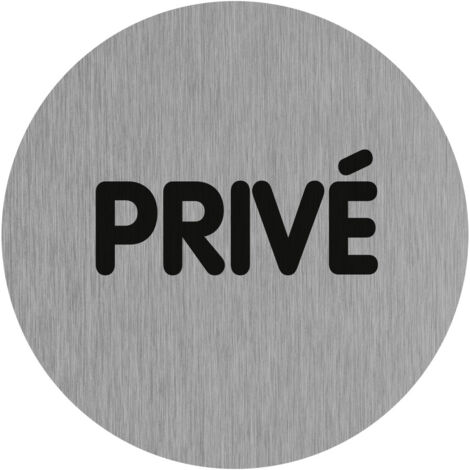 Novap – Plaque de porte Privé Ø75mm en aluminium brossé – Fixation adhésive – Longueur 7.5cm – 4383224