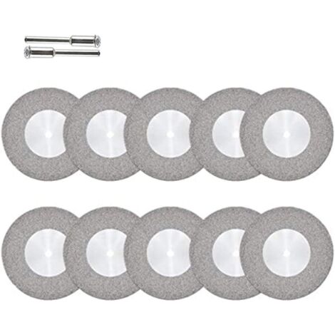 Disque tronçonner diamanté lame scie jeu lames scie circulaire Lame de scie en résine Lames scie Mini HSS Mini Disques Diamant Lame Scie pour bois métal pierre plastique avec 2 mandrins 10 pièces