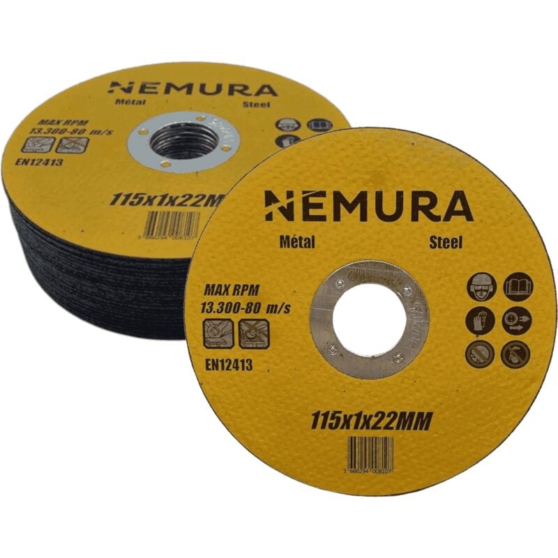 Lot de 25 disques à tronçonner 115mm pour le métal (115 x 1.0 x 22.2MM)