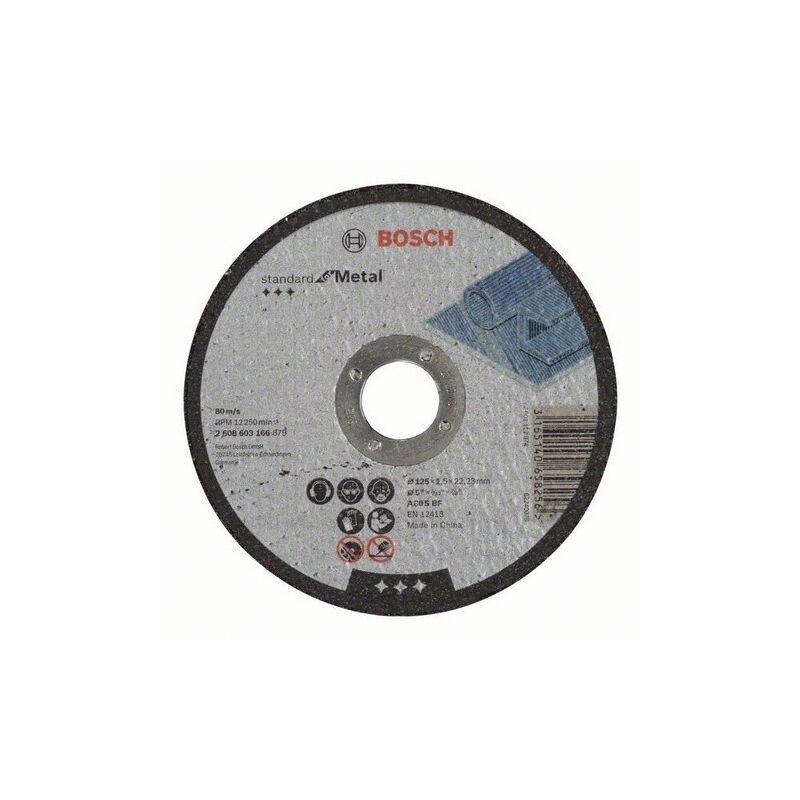 Image of Disco da taglio BOSCH con mozzo piatto standard per metallo 125X2,5 MM - Set di 50 - 2608603166