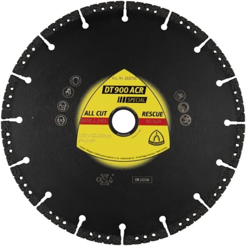 Disque à tronçonner diamantés dt spécial dt 900ACR /s/ 115 x 2,5 x 22,23 mm - VG/1 Klingspor